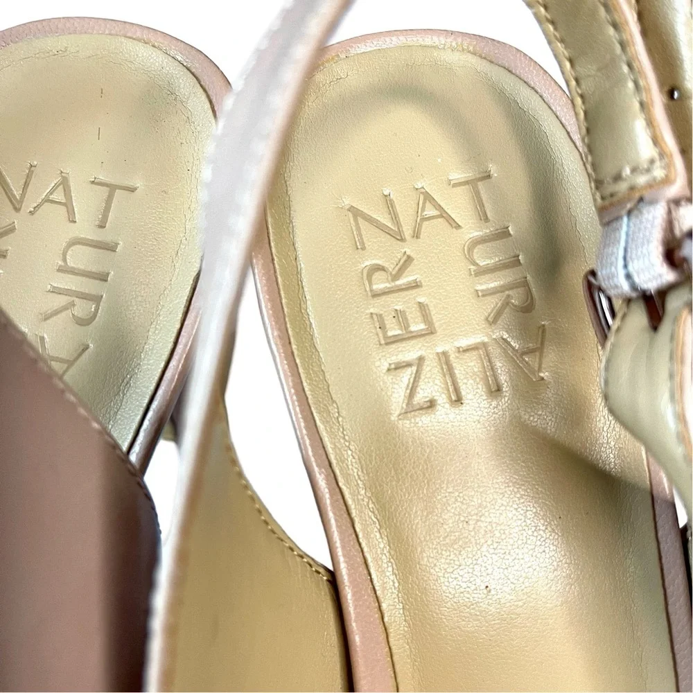 Naturalizer Ferris Rosey Taupe Leather Fashion Sandals Sz8 Platform Block Heel - Picture 8 of 11